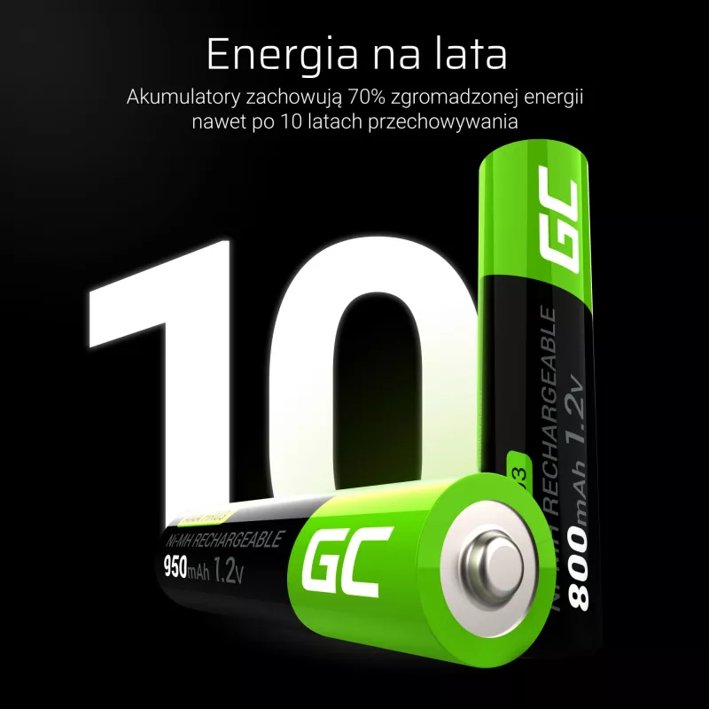 Bateria recarregável Green Cell GR03 AAA NiMH 1,2 V 950 mAh – pack de 4, blister