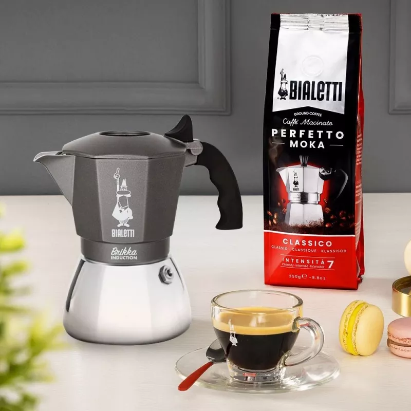 Máquina de café BIALETTI BRIKKA INDUCTION 4TZ 180 ml antracite, prateado