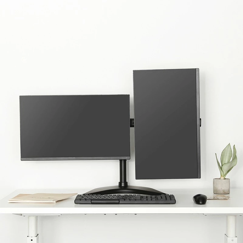 HAGOR HA FS - conjunto de montagem (suporte de mesa) - para 2 ecrãs LCD - preto - tamanho do ecrã: 38-68 cm (15-27)