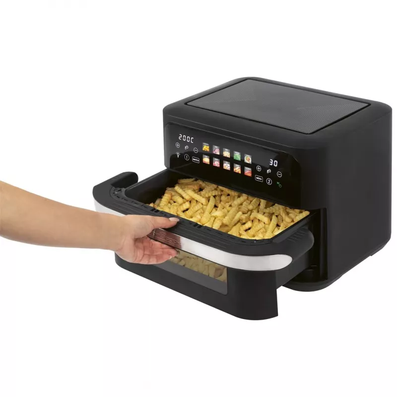 ProfiCook PC-FR 1313 H fritadeira de ar quente dupla, 10 L, 2400 W, preto/aço inoxidável