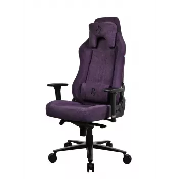 Cadeira gaming Arozzi Vernazza SoftFabric roxa — design ergonómico, braços e altura ajustáveis