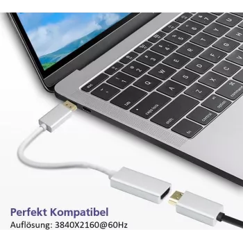 Cabo adaptador DisplayPort para HDMI Helos 4K prateado — DisplayPort (macho) para HDMI (fêmea)