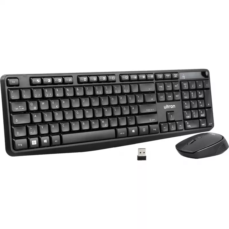 Conjunto de teclado e rato Ultron UMC300 – RF Wireless alemão preto (364180)