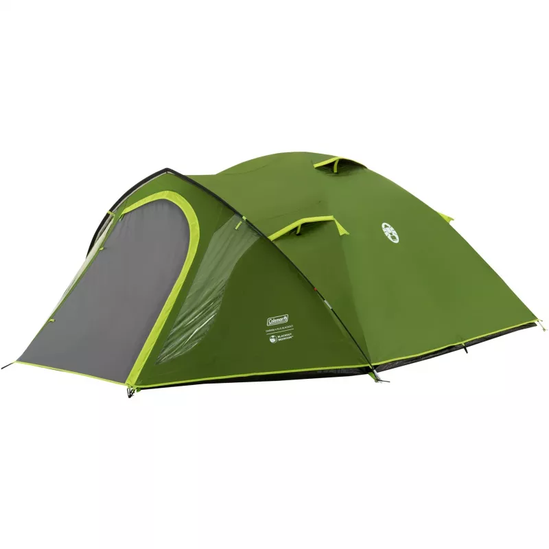 Tenda de cúpula Coleman Darwin 4 Plus Blackout — Tenda de túnel para 4 pessoas com alpendre, Verde-escuro/Verde-claro