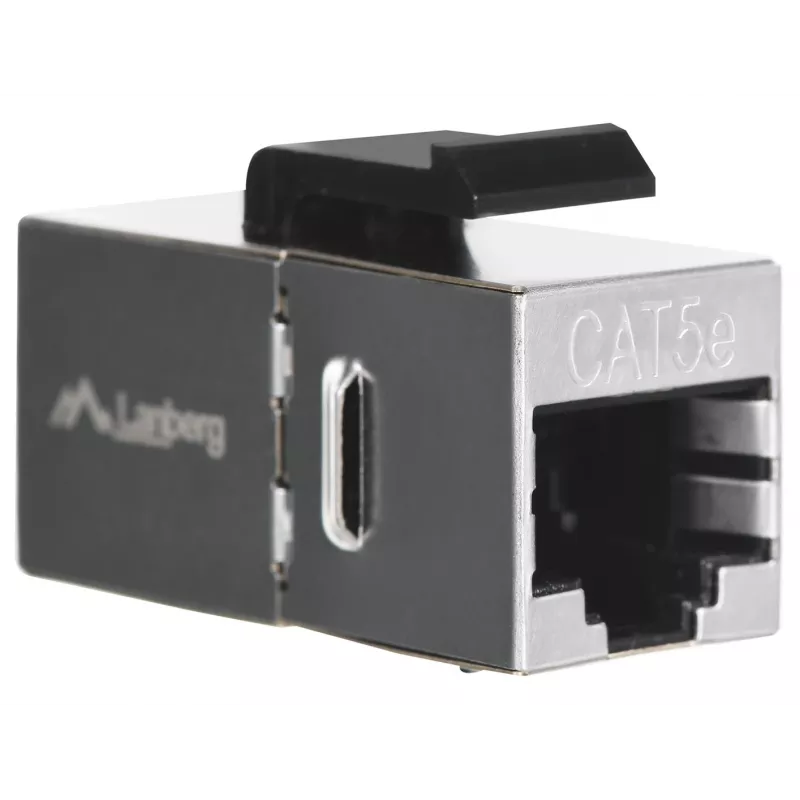 Módulo Keystone LANBERG KSF5-3000 — cabo plano Cat5e F/UTP, conector fêmea RJ-45, preto