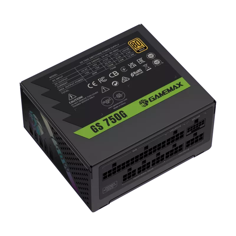 Fonte de alimentação Gamemax, 80 PLUS, Gold | GS 750G | 750 W