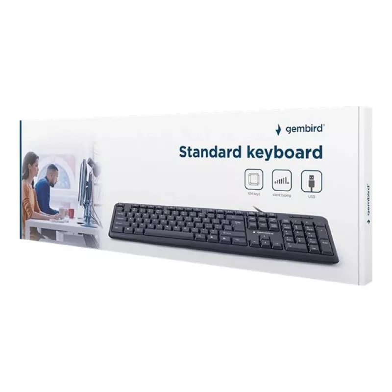 Teclado Gembird KB-U-103-RU Escritório USB QWERTY Inglês Russo Preto
