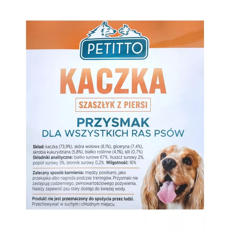 PETITTO Kebab de peito de pato snack para cães, 500 g
