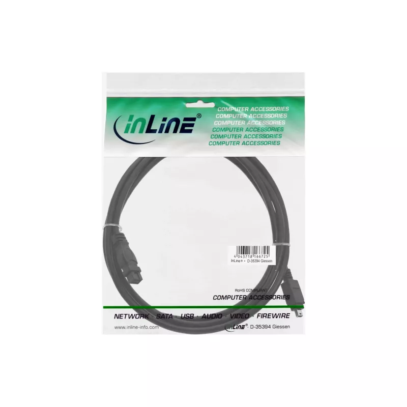 Cabo FireWire 400 para 800 InLine 34901 1 m macho/macho preto