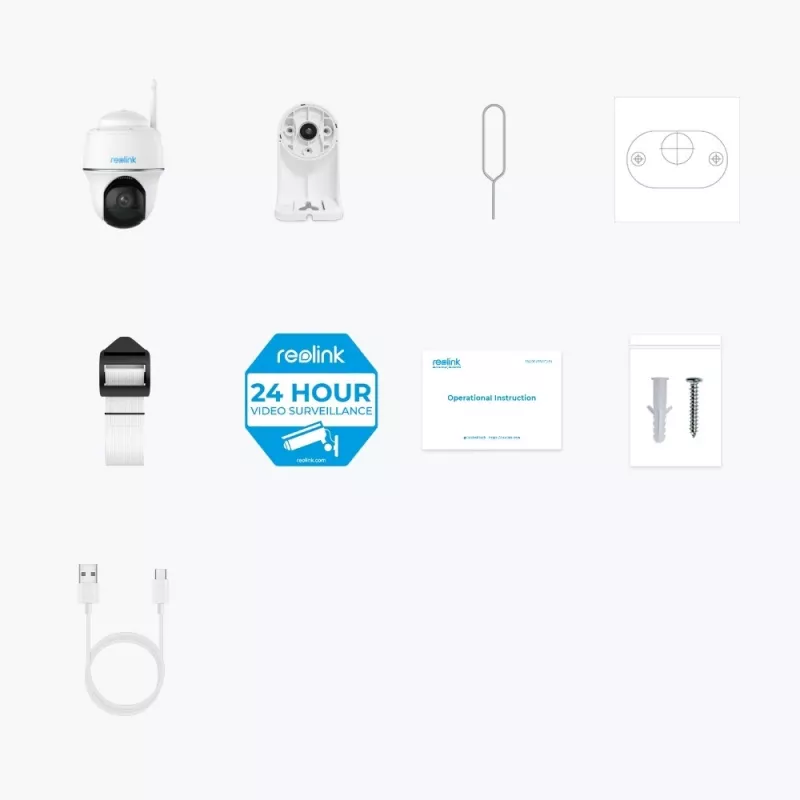Câmara de vigilância IP Reolink Argus B420 3MP exterior bateria Wi‑Fi função de rotação e inclinação, 5200 mAh, IP65, ângulo de visão 110°