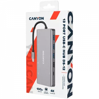 Canyon HUB USB 13 em 1 USB-C 2xHDMI 4xUSB 2xUSB-C CRJ45VGA Retail