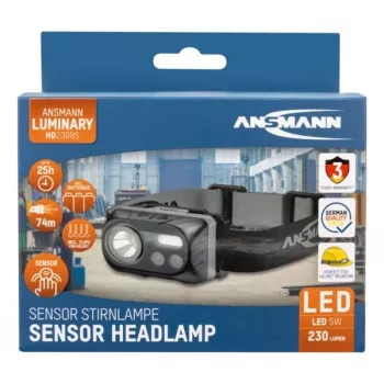 Lanterna de cabeça LED ANSMANN ANS 1600-0386 — a pilhas, iluminação compacta mãos-livres