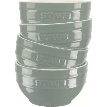 Conjunto de 4 taças de cerâmica Staub 14 cm — esmalte eucalipto