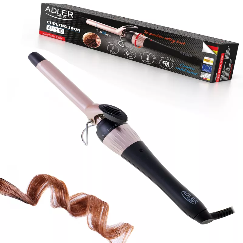 Adler | Ferro de caracóis | AD 2116 | Sistema de aquecimento cerâmico | Diâmetro do cilindro 19 mm | Temperatura (máx.) 200 °C | 36 W | preto/rosa