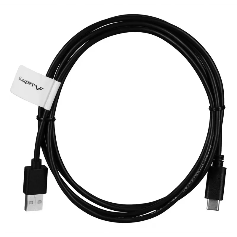 Cabo USB-A para USB-C LANBERG CA-USBO-20CU-0018-BK — USB 2.0, 1,8 m, preto