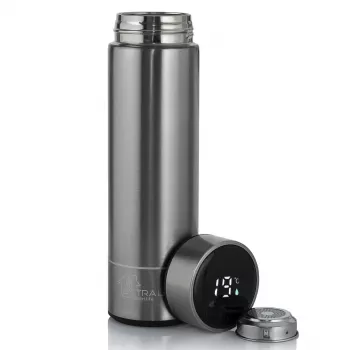 Extralink Smart Travel Mug prateado, caneca térmica com visor LED