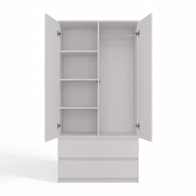 Top E Shop SZAFA MALWA B roupeiro de quarto, 5 prateleiras, 2 portas, branco
