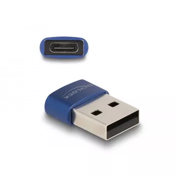 Adaptador DeLOCK USB 2.0 USB Type-A macho para USB Type-C fêmea azul