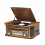 Denver MCR-50MK3 aparelhagem retro com gira-discos, CD/MP3, leitor de cassetes e rádio, 2 x 2,5 W, acabamento em madeira