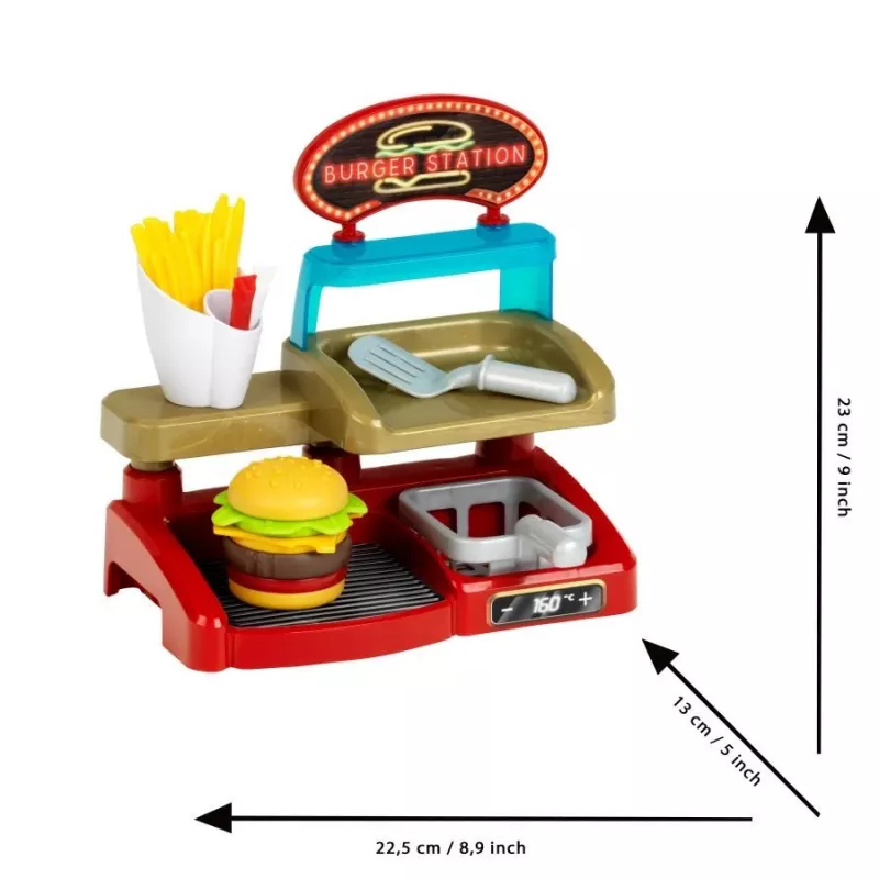 Conjunto Play Burger Shop KLEIN 7336 — brinquedo de faz de conta compacto e fácil de limpar para crianças