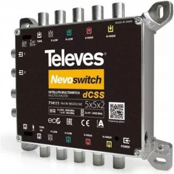 Multiswitch Televes MSU5216C 5 in 2x16 dCSS — Multiswitch para distribuição de satélite e terrestre