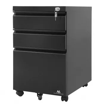 Unidade de gavetas de escritório Maclean MC-850 preto metal 2 gavetas