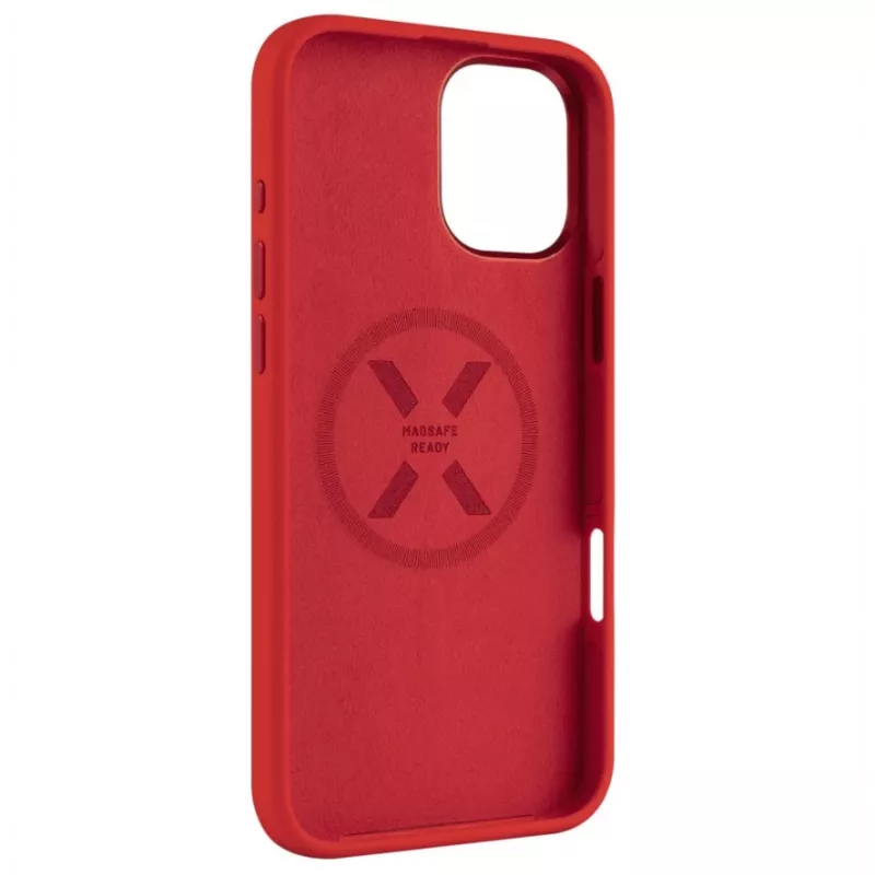 Capa traseira FIXED para Apple iPhone 16 Plus — MagFlow silicone líquido, vermelho