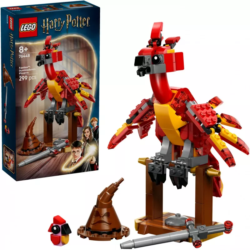 LEGO Fawkes construível – modelo Fénix de Dumbledore 76448, 299 peças, 160 mm de altura, idade 8+
