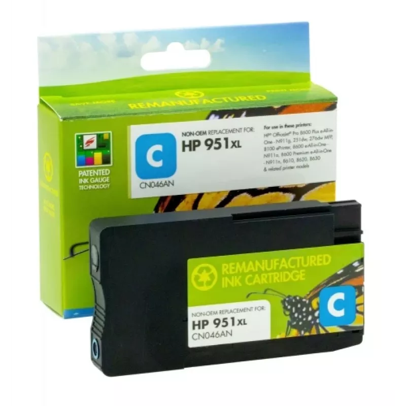 Compatível Static-Control Hewlett-Packard 951XL (CN046AE) chip novo, ciano, 1500 páginas