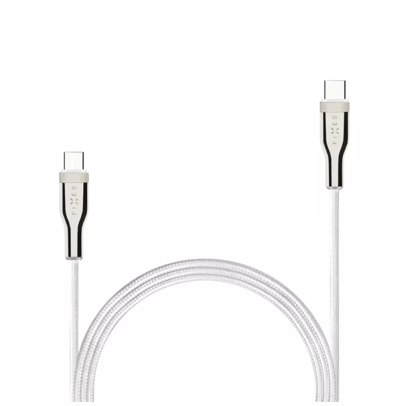 Cabo trançado USB FIXED FIXDB-CC12-WH 100W, branco, trança robusta, transmissão de dados e energia