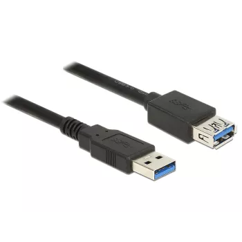 DeLOCK Cabo de extensão USB3.0 - Cabo de extensão USB - USB Type-A (M) para USB Type-A (F) - USB3.0 - 5,0m - Preto (85058)