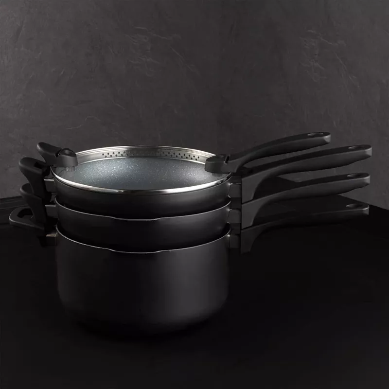 Conjunto de panelas Russell Hobbs RH01840EU7 – 4 peças empilháveis, marmorizado metálico