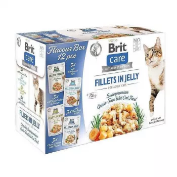 Sacos de comida húmida para gatos Brit Care FJ Flavour Box em geleia 12 x 85 g