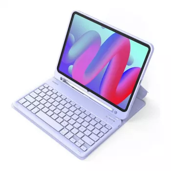 Teclado Bluetooth sem fios Inateck KB04002 — layout QWERTY, bateria integrada de 280 mAh, touchpad, roxo — compatível com iPad Air 11 polegadas (6.ª/7.ª geração)