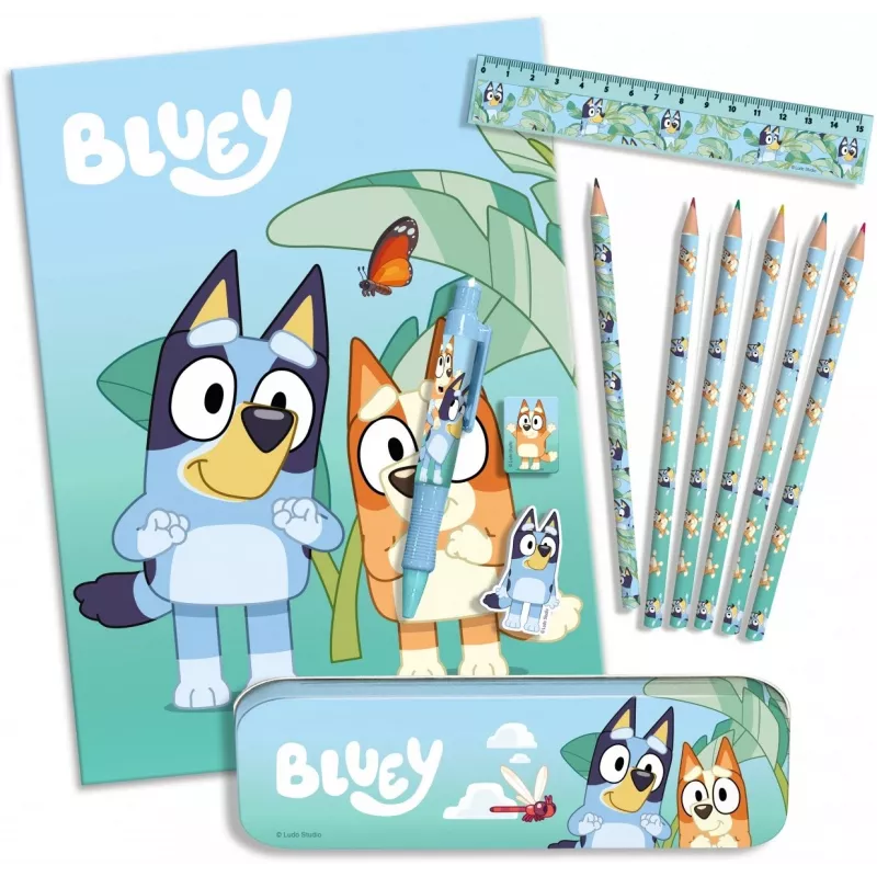 Conjunto de papelaria 12 peças Bluey