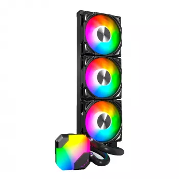 Refrigeração líquida AIO Montech Hyper Flow ARGB 360 mm preto – radiador de 360 mm, ARGB, dissipador de CPU fechado