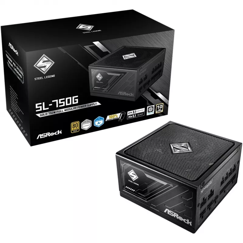 Fonte de alimentação ASRock STEEL LEGEND 750W 80 Plus Gold