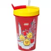Copo com palhinha Room Copenhagen LEGO Iconic Girl Bright Red 500 ml (vermelho/amarelo)