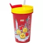 Copo com palhinha Room Copenhagen LEGO Iconic Girl Bright Red 500 ml (vermelho/amarelo)
