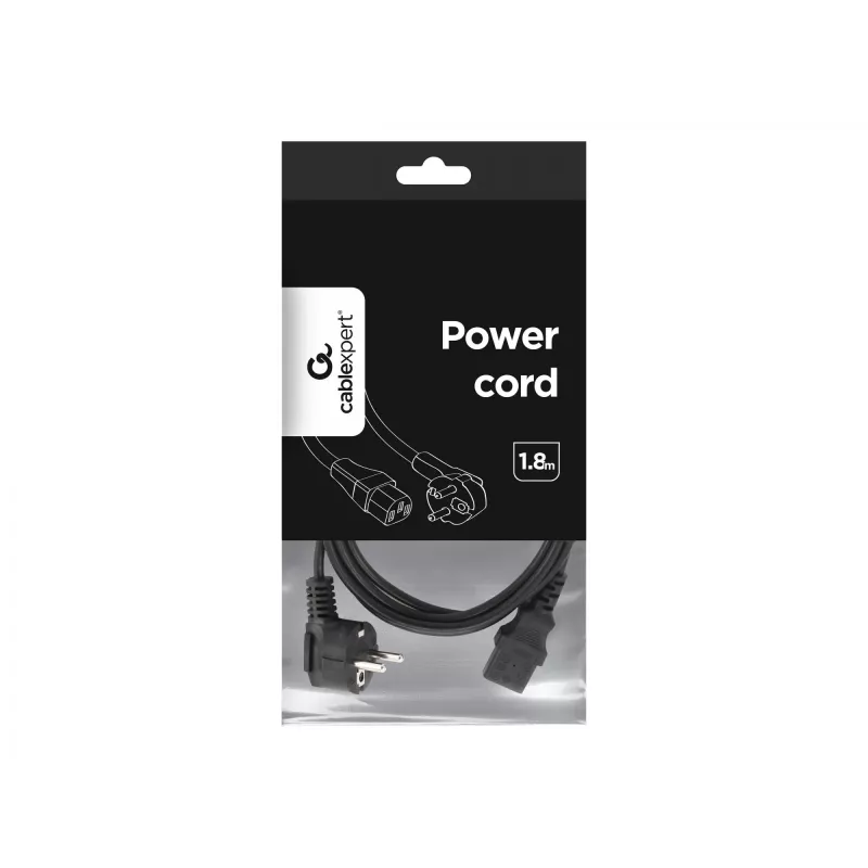 Cabo de alimentação Gembird PC-186 preto 1,8 m CEE7/4 conector fêmea C14