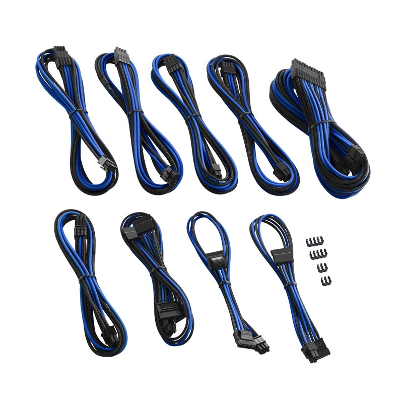 Kit de cabos CableMod C-Series PRO ModMesh para Corsair AXi/HXi/RM (etiqueta amarela) - preto/azul