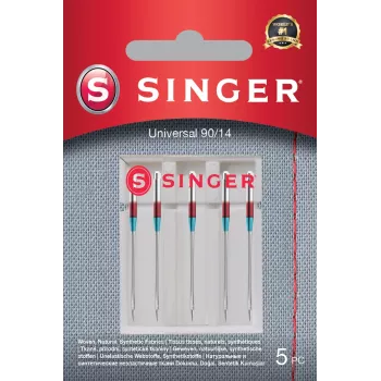 Agulhas de máquina de costura SINGER 90/14 Universal para tecidos, pack de 5