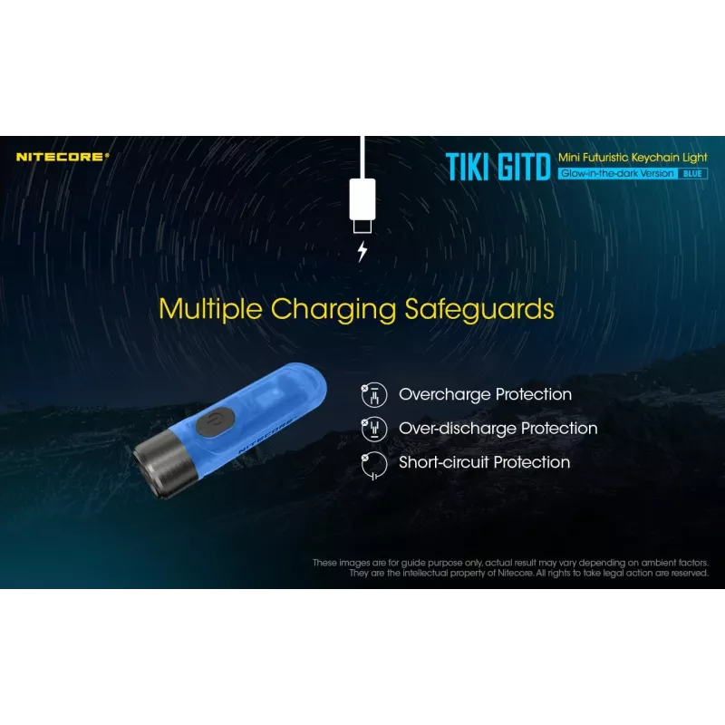 Nitecore TIKI GITD BLUE lanterna, série T, 300 lúmenes