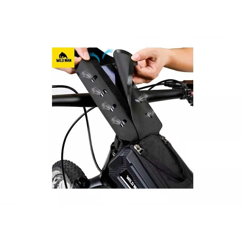 Bolsa de quadro de bicicleta Wildman M90 com suporte para telemóvel preta