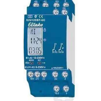 Temporizador de 2 canais Eltako S2U12DBT-UC 230V Bluetooth — relé de comutação programável