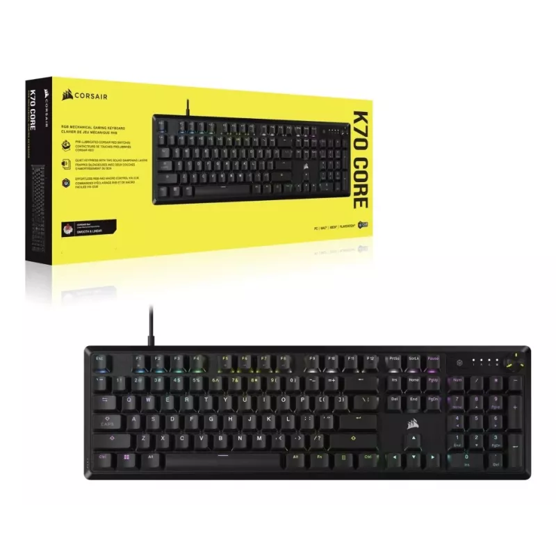 Teclado gaming Corsair K70 USB preto mecânico tamanho completo 104 teclas