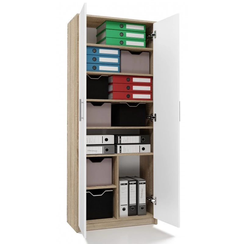 Arquivo OLIV 2D 74x35x180 cm, carvalho Sonoma/branco