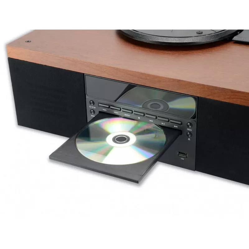 Gira-discos AKAI ATT-14BT com Bluetooth, acionamento por correia, pré-amplificador phono integrado, saída USB