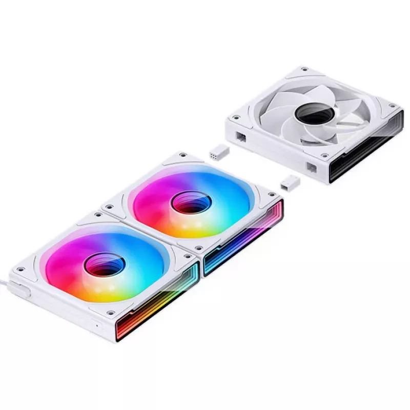 Ventoinha para caixa de 120 mm Jonsbo ZK-120W Reverse ARGB branca, 120 mm PWM, cabo com sleeve