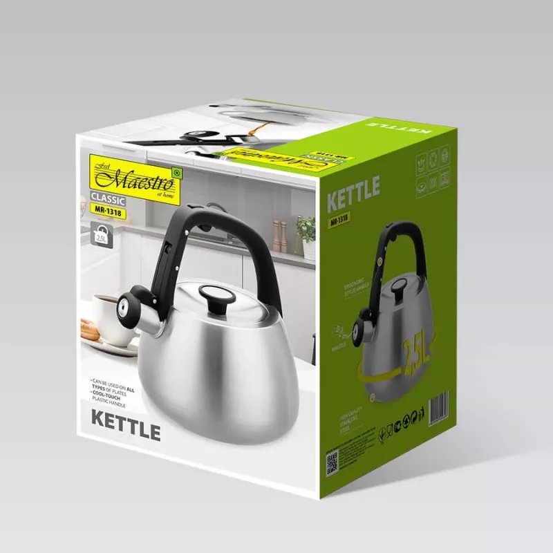 Chaleira Maestro MR-1318 de 2,5 l, prateado, preto